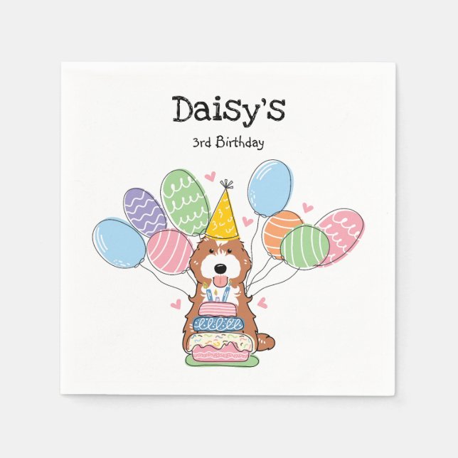 Servilleta De Papel Papel de cumpleaños de Cockapoo Blanco Rojo Cavapo (Anverso)