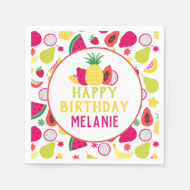 Servilleta De Papel Papel de cumpleaños de frutas tropicales Tutti Fru (Anverso)