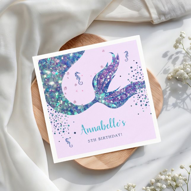 Servilleta De Papel Papel de cumpleaños de la sirena morada (Subido por el creador)