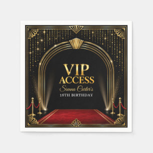 Servilleta De Papel Papel de cumpleaños de oro VIP Red Carpet Hollywoo