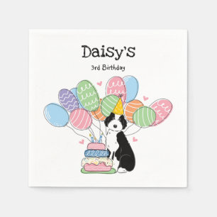 Servilleta De Papel Papel de cumpleaños de perro negro Aussiedoodle bl