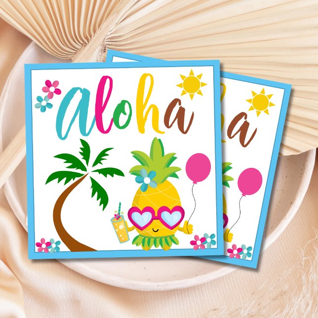 Servilleta De Papel Papel de Cumpleaños de Piña Tropical Aloha (Subido por el creador)