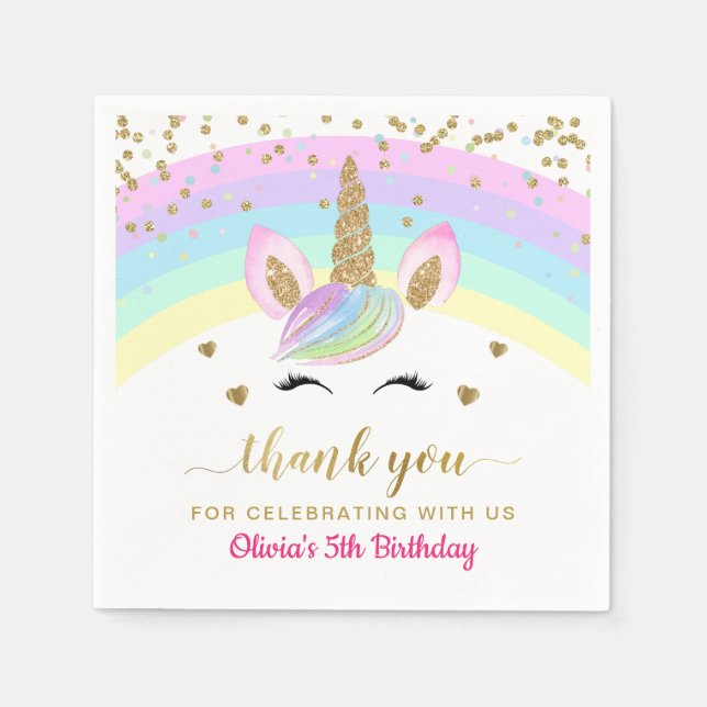 Servilleta De Papel Papel de cumpleaños del Chica Purpurina de oro Rai (Anverso)