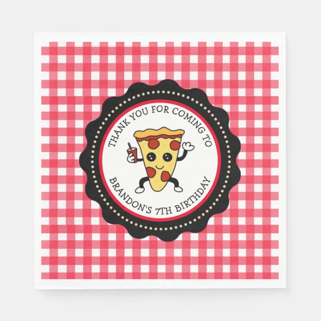 Servilleta De Papel Papel de cumpleaños del Fiesta Pizza personalizado (Anverso)