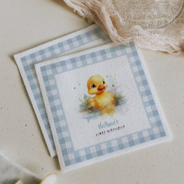 Servilleta De Papel Papel de cumpleaños Duck Blue Gingham