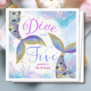 Servilleta De Papel Papel de cumpleaños número 5 para niñas 'Dive in F