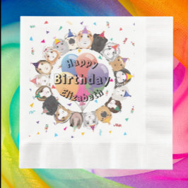 Servilleta De Papel Papel de cumpleaños para cerdos y globos de Guinea