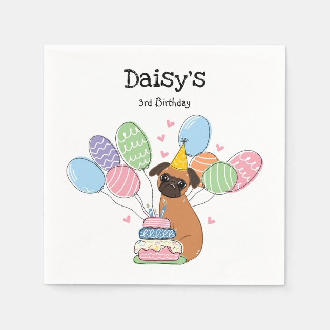 Servilleta De Papel Papel de cumpleaños Red Brussels Griffon (Anverso)