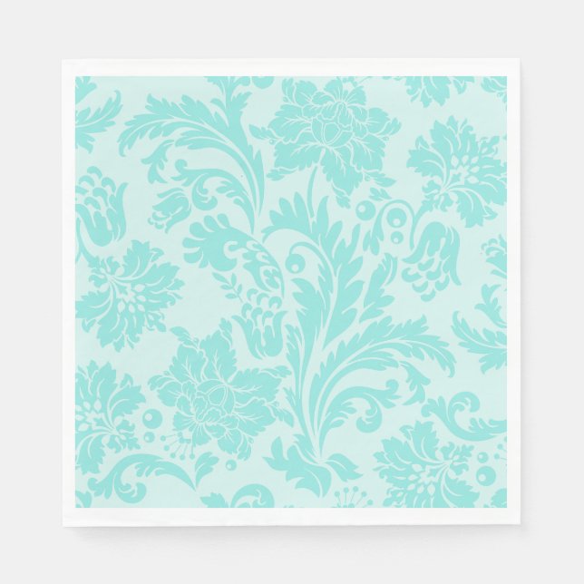 Servilleta De Papel Papel de damasco azul verdoso (Anverso)