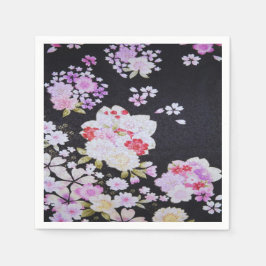 Servilleta De Papel Papel de deshielo floral de kimono japonés blanco 