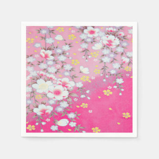 Servilleta De Papel Papel de deshielo floral kimono japonés blanco ros