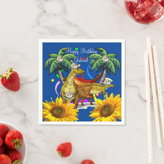 Servilleta De Papel Papel de dinosaurio floral de girasol (In situ)