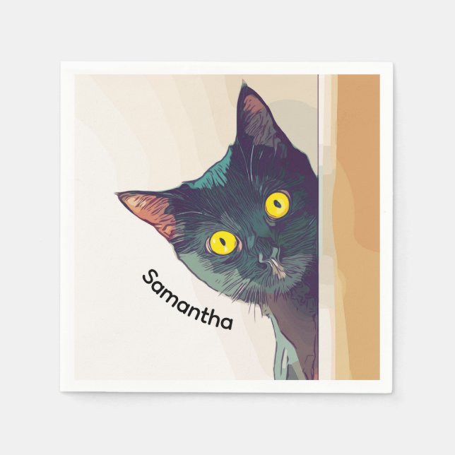 Servilleta De Papel Papel de diseño de gatos de búsqueda (Anverso)