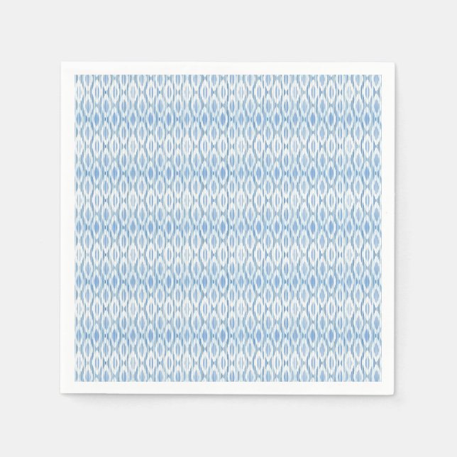 Servilleta De Papel Papel de diseño Ikat azul y blanco (Anverso)