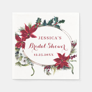 Servilleta De Papel Papel de ducha de novia de Navidad alegre Poinsett