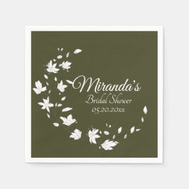 Servilleta De Papel Papel de ducha de novia floral blanca y verde otoñ