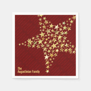 Servilleta De Papel Papel de Estrellas Doradas BURGUNDY Personalizado
