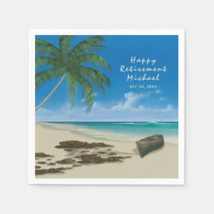 Servilleta De Papel Papel de "Feliz Jubilación" en playa tropical