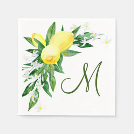Servilleta De Papel Papel de fiesta con monograma de verde limonero fl