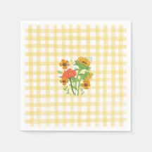 Papel de fiesta de cuadros amarillos de girasoles 