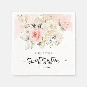 Servilleta De Papel Papel de fiesta de cumpleaños 16th Pink Floral