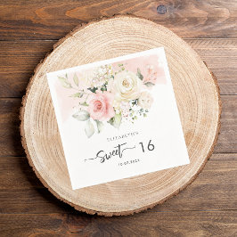 Servilleta De Papel Papel de fiesta de cumpleaños 16th Pink Floral
