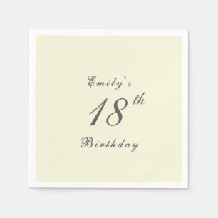 Servilleta De Papel Papel de fiesta de cumpleaños número 18 crema eleg
