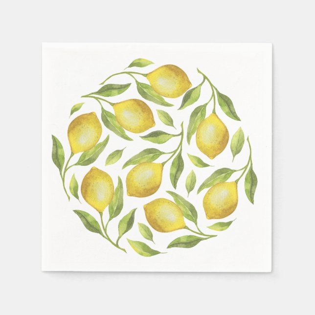 Servilleta De Papel Papel de fiesta de limones y vegetación (Anverso)