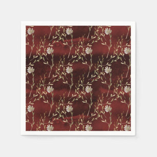 Servilleta De Papel Papel de fiesta floral Marsala de Borgoña elegante