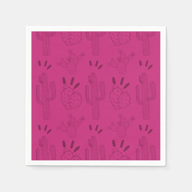 Servilleta De Papel Papel de Fiesta Napkin Cactus Mexicano Rosado Flor (Anverso)