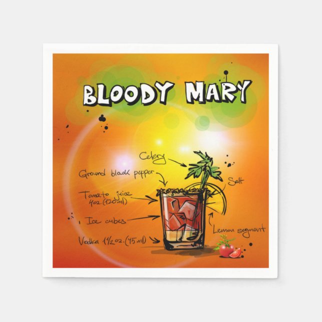 Servilleta De Papel Papel de fondo sangriento Mary-Tangerine (Anverso)