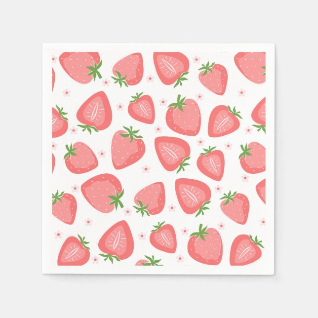 Servilleta De Papel Papel de fresa Napkins Berry Primer Cumpleaños (Anverso)