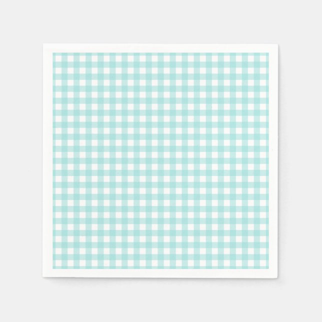 Servilleta De Papel Papel de Gingham azul Faye y Lauren Aqua (Anverso)