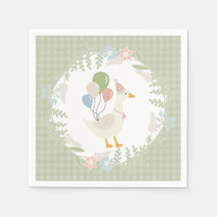 Servilleta De Papel Papel de Gingham floral verde