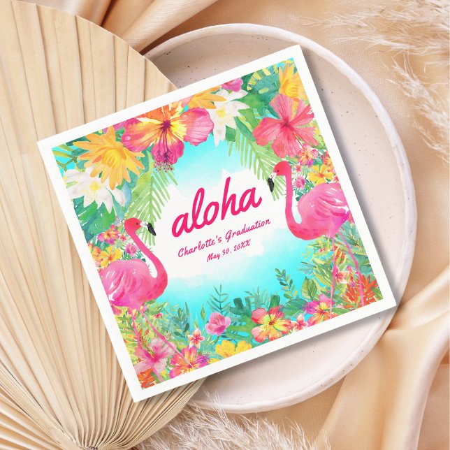Servilleta De Papel Papel de graduación del flamenco tropical Aloha Lu (Subido por el creador)