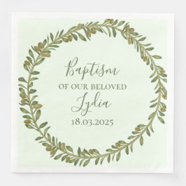 Servilleta De Papel Papel de guirnalda de oliva de bautismo personaliz