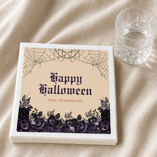 Servilleta De Papel Papel de Halloween Floral Gótico con nombre person