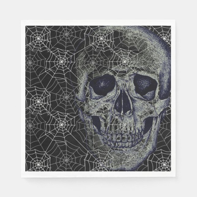 Servilleta De Papel Papel de Halloween Napkins-Skull & Webs (Anverso)