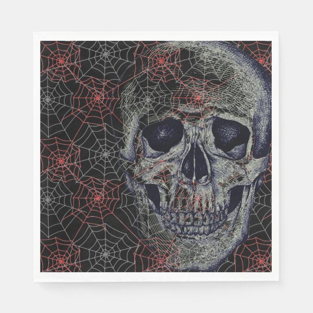 Servilleta De Papel Papel de Halloween Napkins-Skull & Webs (Anverso)