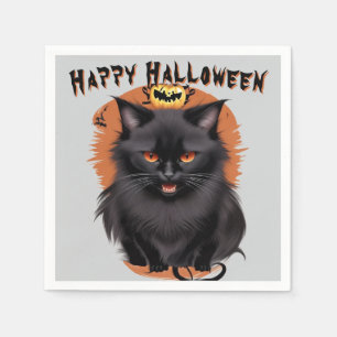 Servilleta De Papel Papel de Halloween para gato negro malvado
