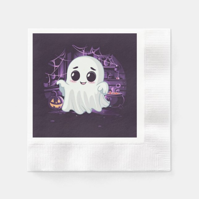 Servilleta De Papel Papel de Ilustracion Ghost Halloween (Anverso)