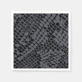 Servilleta De Papel Papel de impresión de serpiente plateado Cocktail