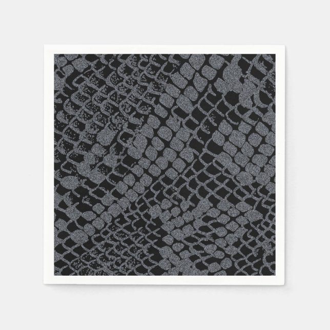 Servilleta De Papel Papel de impresión de serpiente plateado Cocktail  (Anverso)