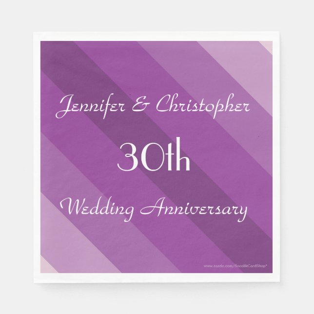 Servilleta De Papel Papel de la banda morada 30º aniversario del Boda (Anverso)