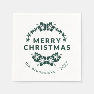 Servilleta De Papel Papel de la familia Floral Green Merry de Navidad