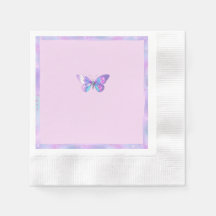 Papel de mariposa holográfico bonito Napkin rosa