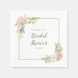 Servilleta De Papel Papel de mariposas floridas de color de agua de du