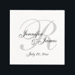 Servilleta De Papel Papel de monograma clásico negro y blanco Personal<br><div class="desc">servilletas personalizadas de papel monograma para bodas. Personaliza este gran accesorio boda con los nombres de la novia y del novio, la fecha del boda, la inicial o cualquier cosa que quieras. Visita nuestra tienda o haz clic en la ficha Leer más para ver otros elementos que coincidan con este...</div>