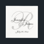 Servilleta De Papel Papel de monograma clásico negro y blanco Personal<br><div class="desc">servilletas personalizadas de papel monograma para bodas. Personaliza este gran accesorio boda con los nombres de la novia y del novio, la fecha del boda, la inicial o cualquier cosa que quieras. Visita nuestra tienda o haz clic en la ficha Leer más para ver otros elementos que coincidan con este...</div>