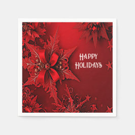 Servilleta De Papel Papel de Navidades de vacaciones florales de cinta